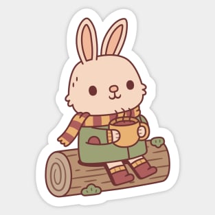 Cute Bunny Rabbit With Hot Coffee Sticker